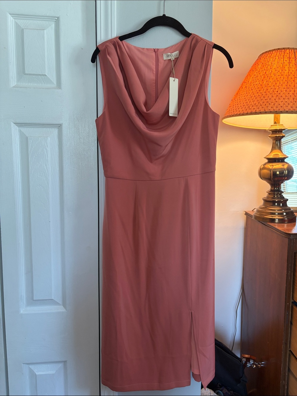 Roolee Rose Cowl Neck Sleeveless Midi Dress
